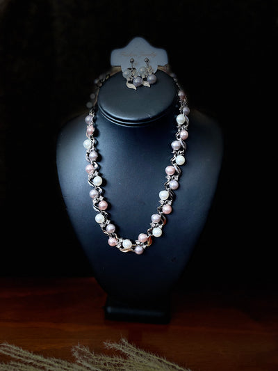 Multicolor Pearl Necklace, Earrings Jewelry Set