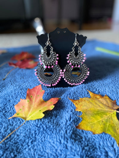 Oxidized Silver plated Colored Earrings