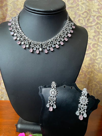 Matte Pink Cubic Zircon Jewelry Set