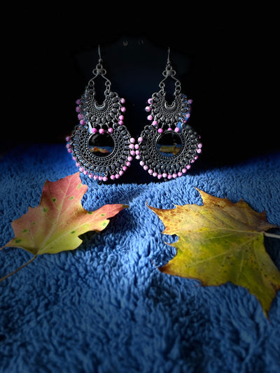 Oxidized Silver plated Colored Earrings