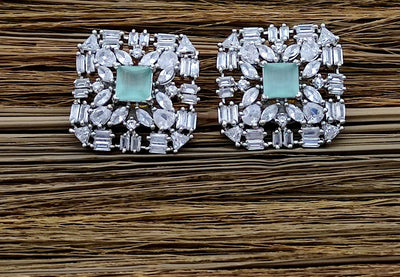 Cubic Zircon(American Diamond) Silver Plated Stud/Earring