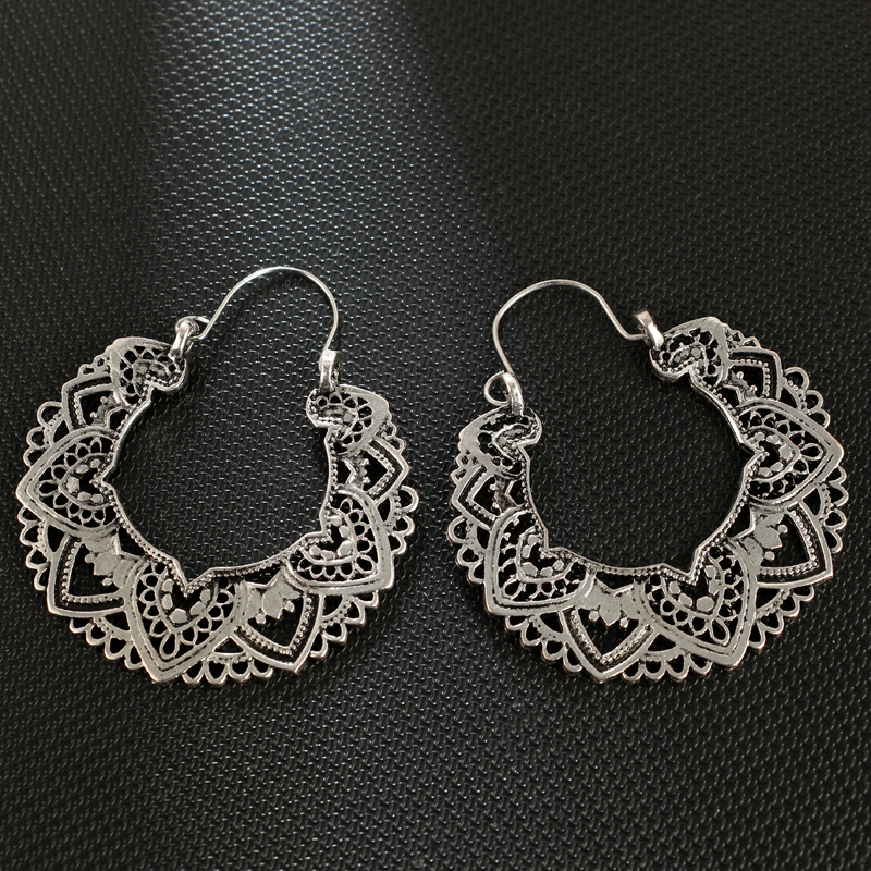 Silver Handmade Ethnic Vintage Dangler/Hoop Bohemian Earrings