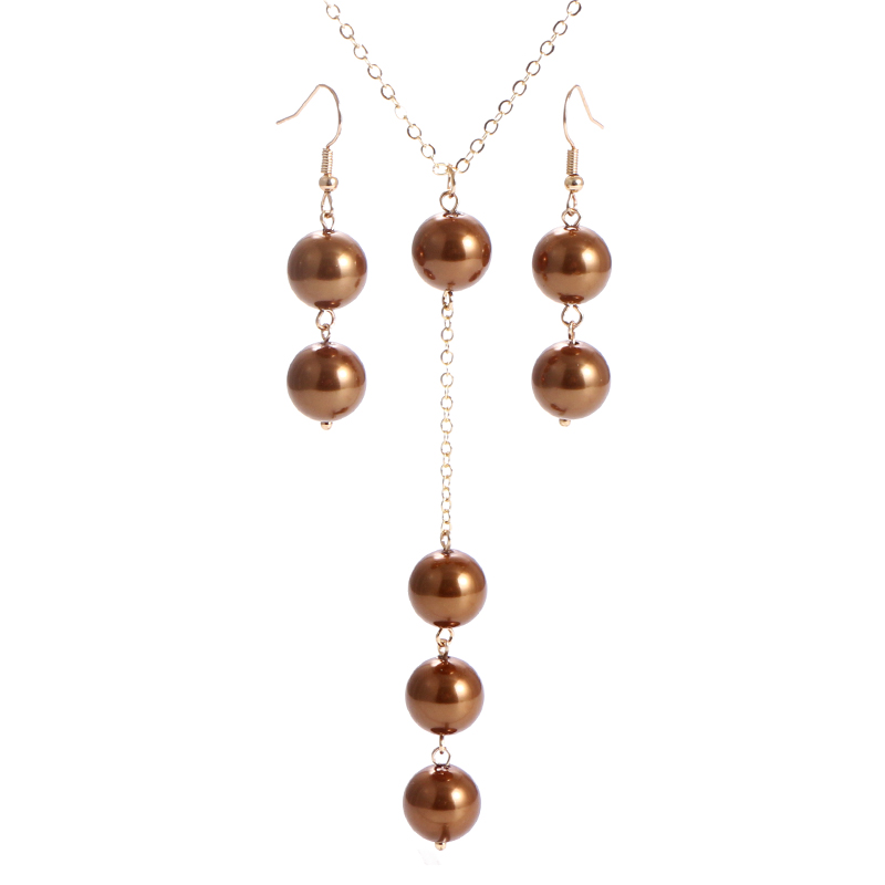 Gold Plated Pearl Komi Hawaiian Style Necklace/Earring Jewelry Set
