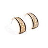 Hawaiian Style Hollow Gold Plated Black Hoop Earrings