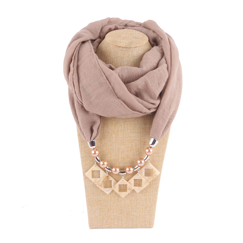 All Season Solid Bead Pendant/Necklace Women's Scarf/Gaiters